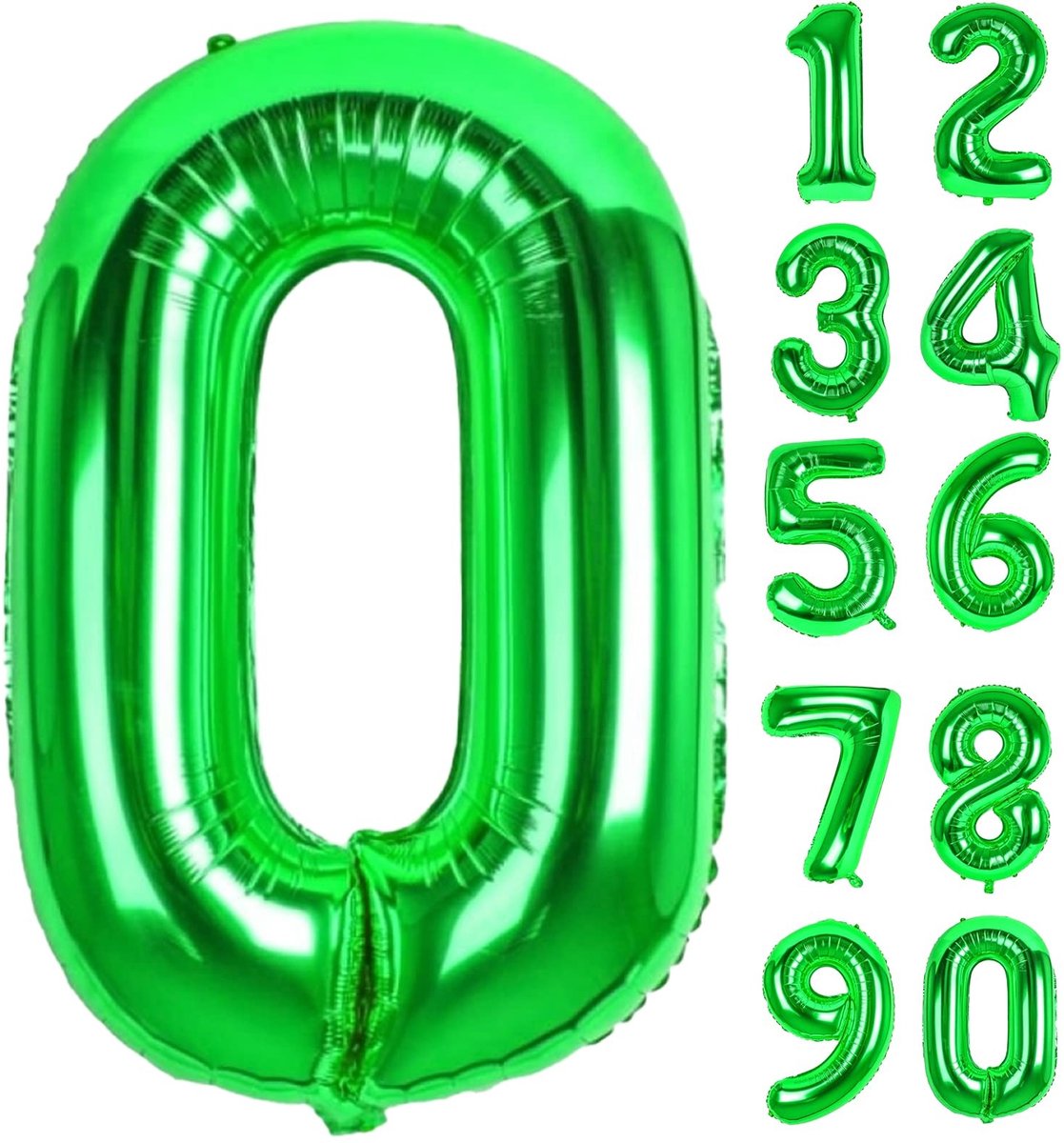 Dailygoods - Dailygoody - Folieballon 0 - Verjaardagsnummerballon - XXL - Heliumballon - Verjaardagsdecoratie - Geschikt voor iedereen - Groen