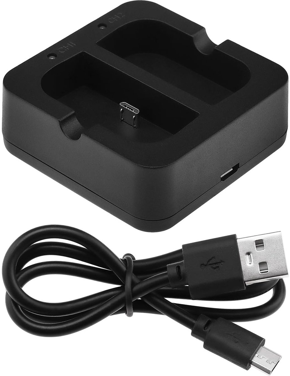 Dailygoods - Dailygoody - Dual Port Ring Batterij Oplader - Oplaadbare Batterij Houder - Zwart - Indicator Licht - Efficiënt Opladen - Geschikt voor Videodeurbel B