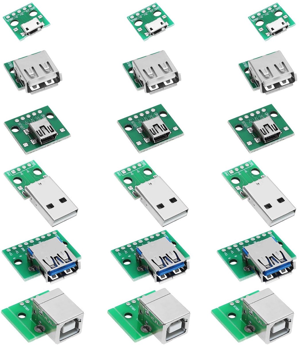 Dailygoods - Dailygoody - USB naar Breakout Adapter - 18 stuks - Mini 5p USB Connector - Compact en veelzijdig - USB Type B en Micro USB - Geschikt voor PC en ...
