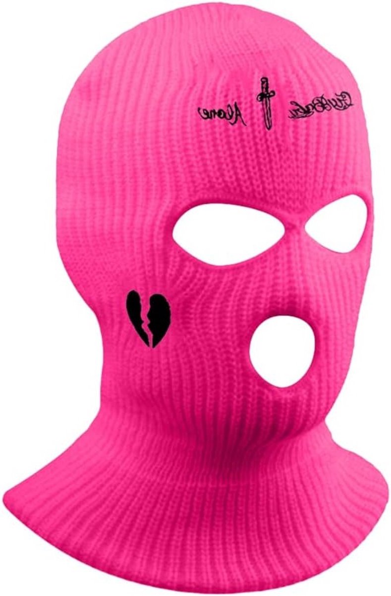 Warm gebreide balaclava met 3 gaten voor bescherming tegen wind in de winter, ideaal voor skiën, fietsen en hardlopen.