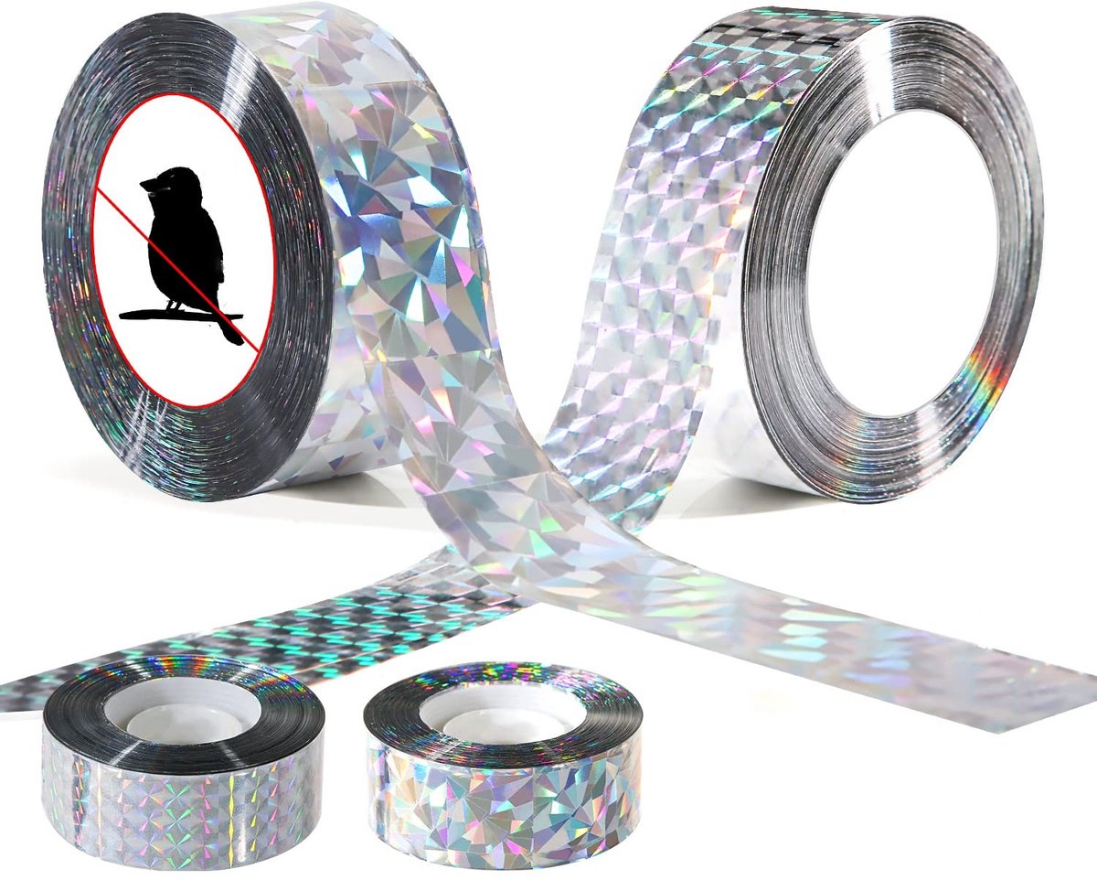 Dailygoods - Dailygoody - Vogelwering - Reflecterende Holografische Tape - 100m - Dubbelzijdig - Effectieve Vogelafschrikking - Geschikt voor Duiven en Meeuwen