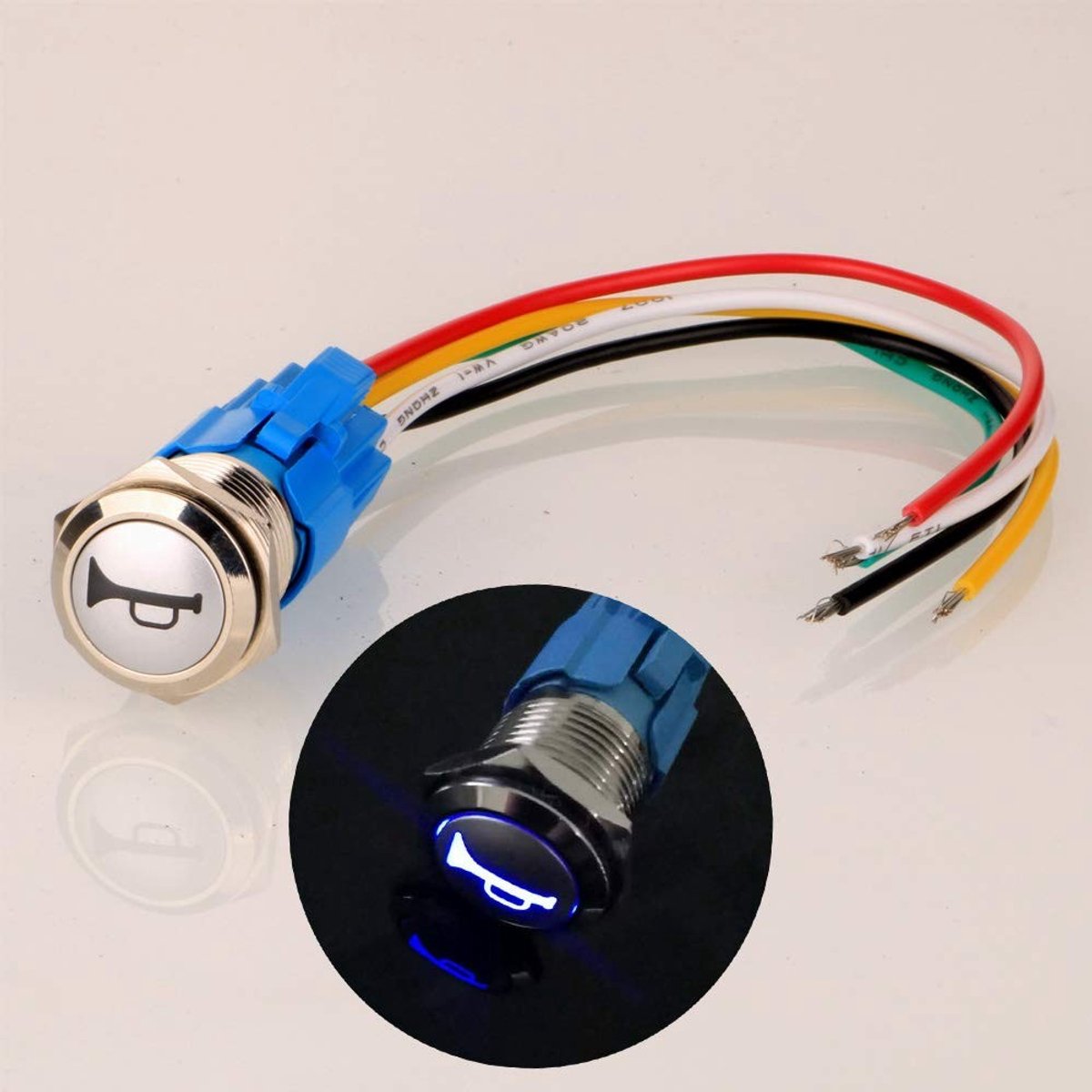 Dailygoods - Dailygoody - Waterdichte Drukknop - Momentary Schakelaar - Blauw LED-Licht - 16mm - Metaal - Geschikt voor Auto en Boot - IP54