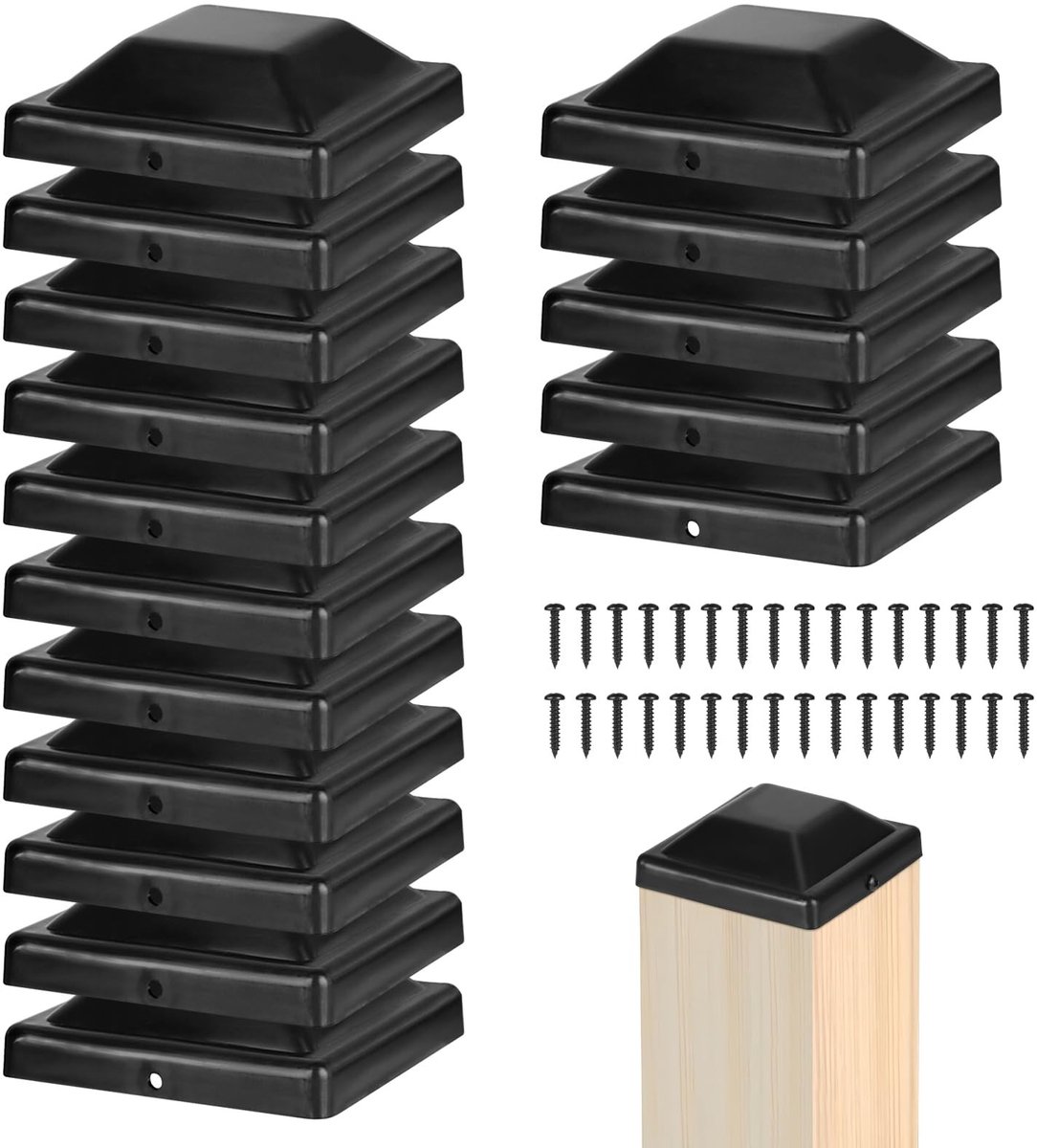 Dailygoods - Dailygoody - Hekpaaldoppen - Kunststof doppen voor houten palen - Bescherming tegen erosie - 9 x 9 cm - Voor tuin en park - Verleng levensduur van hou...