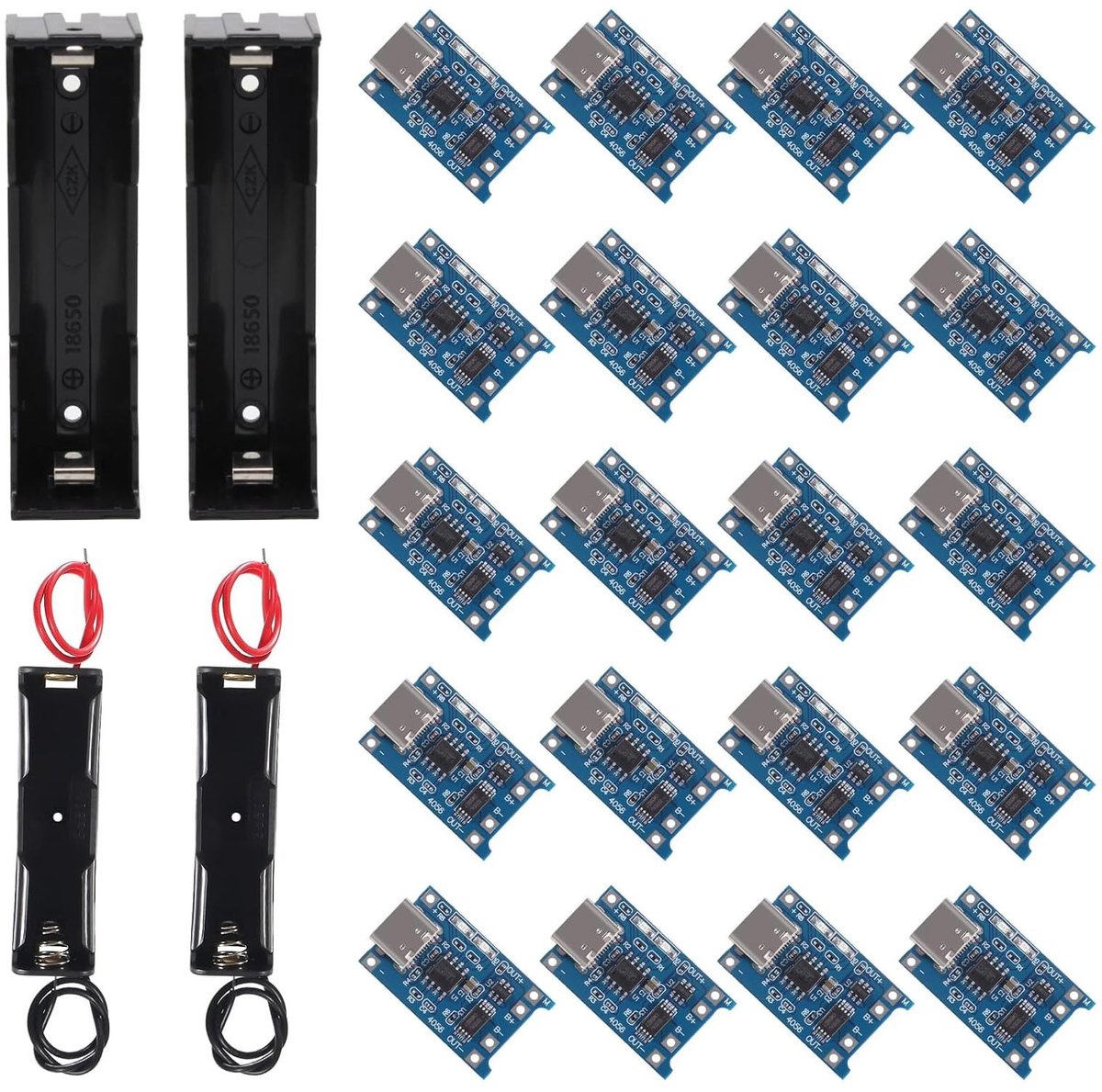 Dailygoods - Dailygoody - 18650 batterijhouder - USB laadkaart - Duurzaam kunststof - Lithiumbatterij - Multifunctionele batterijhouder - Geschikt voor verschillen...