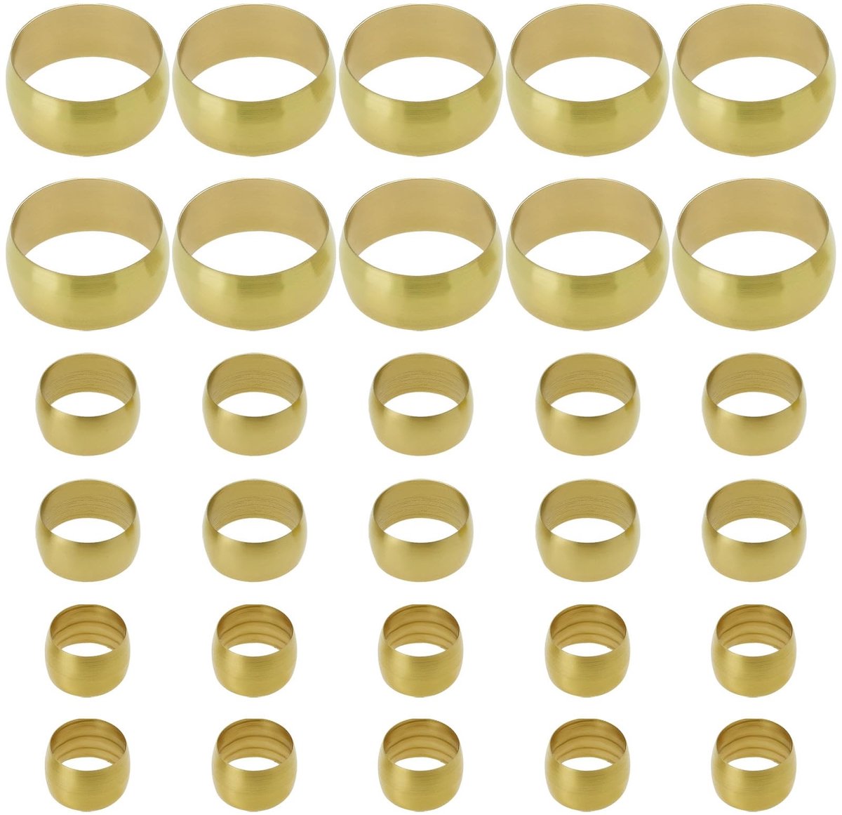Dailygoods - Dailygoody - 30 Stuks Messing Compressie Ferrule Fittings - Olijven en Mouwen voor Koperen Pijp - 8mm 10mm 16mm ID - Hoogwaardige Koppelingen - Geschi