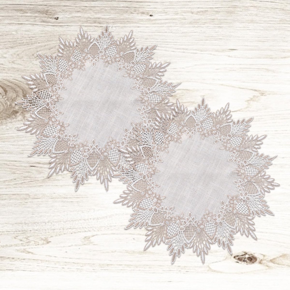 Dailygoods - Set van 2 Ronde Kanten Tafelkleedjes 40 x 40 cm