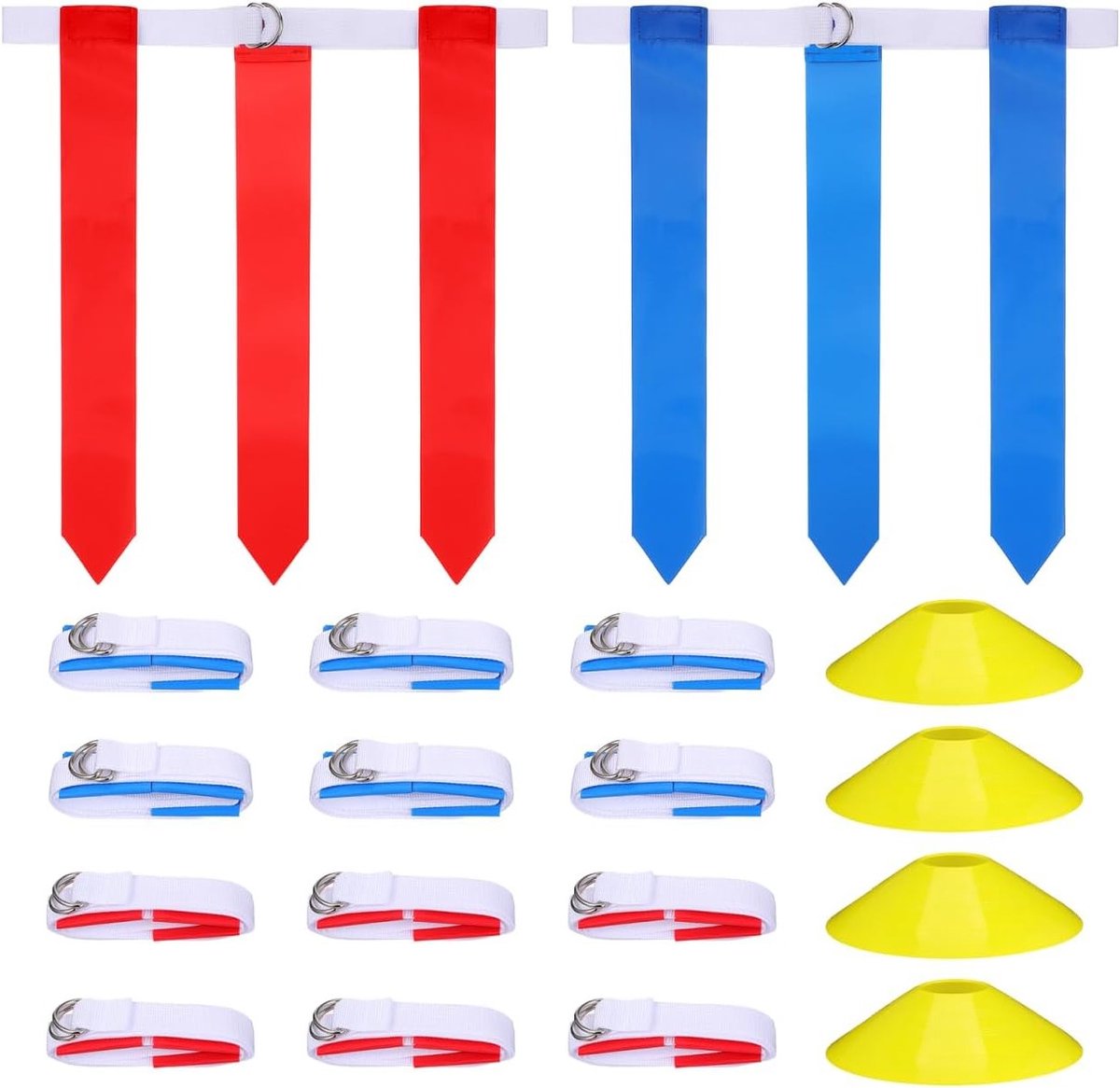 16-delige flag football set met 12 banden en 4 kegels voor voetbaltraining en spelplezier