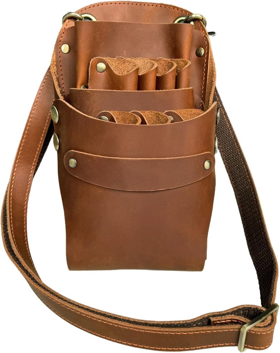 Leren Schoudertas voor Kappers, Professionele Pouch voor Scharen, Kammen en Clippers - Perfect Cadeau voor Kerst en Nieuwjaar