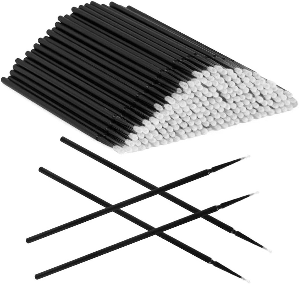 200 Pcs Micro Brushes voor Wimperextensions en Make-up Applicatie - Zwarte Micro Brush Applicators voor Wimperverwijdering en Nagelkunst