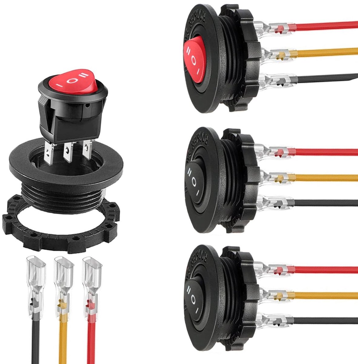 Dailygoody - 4pcs Mini Rocker Switch 12V ON/OFF/ON - Ronde Schakelaar met 3 Pin