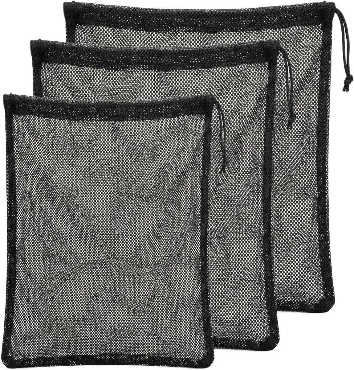 Waszakken met trekkoord - 3 stuks polyester waszakken voor beddengoed, speelgoed en organisatie