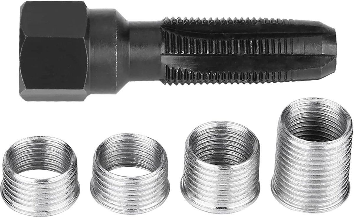 Dailygoody - Spark Plug Reparatie Set - 5-delige set - 14mm - Carbon staal - Professioneel gereedschap - Voor motoren - Inclusief gereedschap