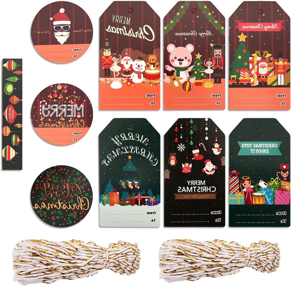 Kraft Papieren Kerst Cadeaulabels, 100 Stuks met Touw voor Kerstdecoratie en Geschenken, Perfect voor Feestdagen en Verjaardagen
