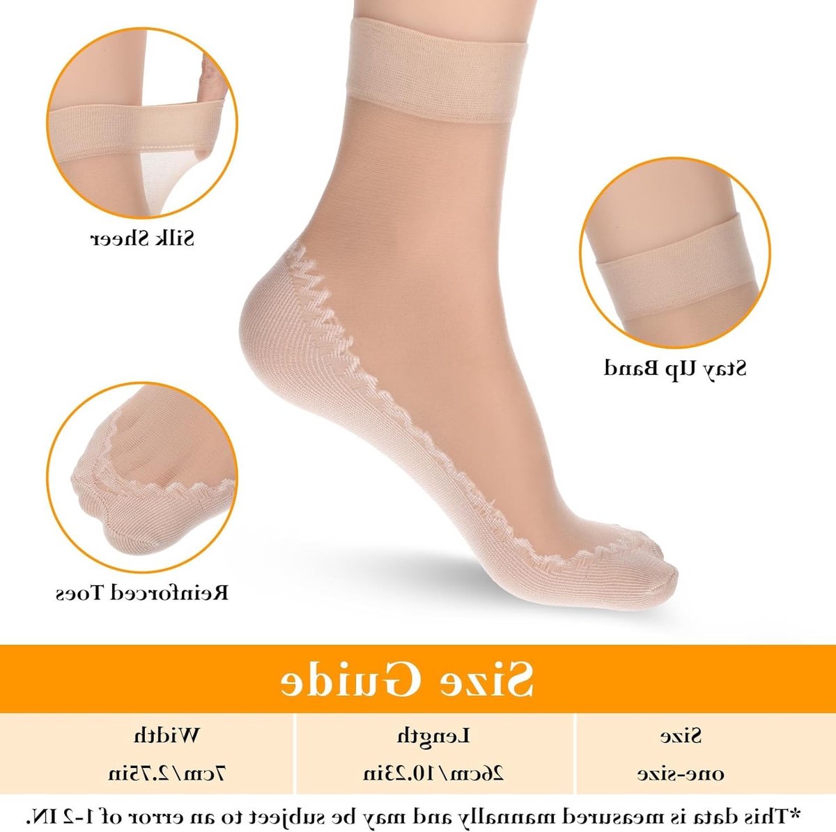 Zijdeachtige Nylon Enkelkousen voor Dames - 12 Paar Antislip, Elastische Kousen met Versterkte Zool en Teenkap