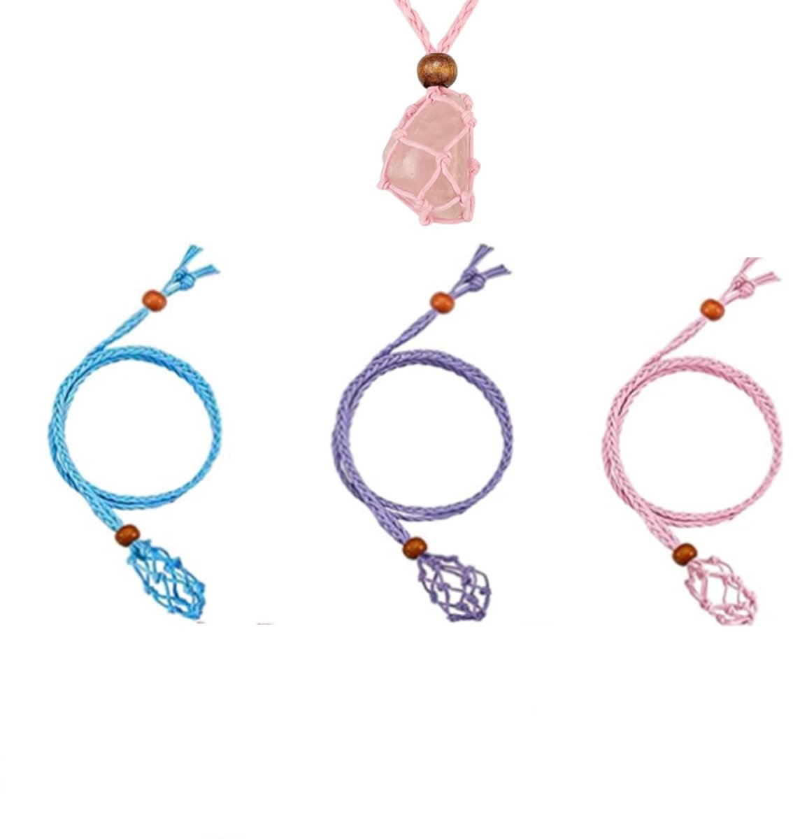 Dailygoods - Dailygoody - Verstelbare String Kooi Visnet Ketting - DIY Sieraden - Roze, Paars, Blauw - Kristallen Ketting Houder - Geschikt voor Kettingen, Edelste...
