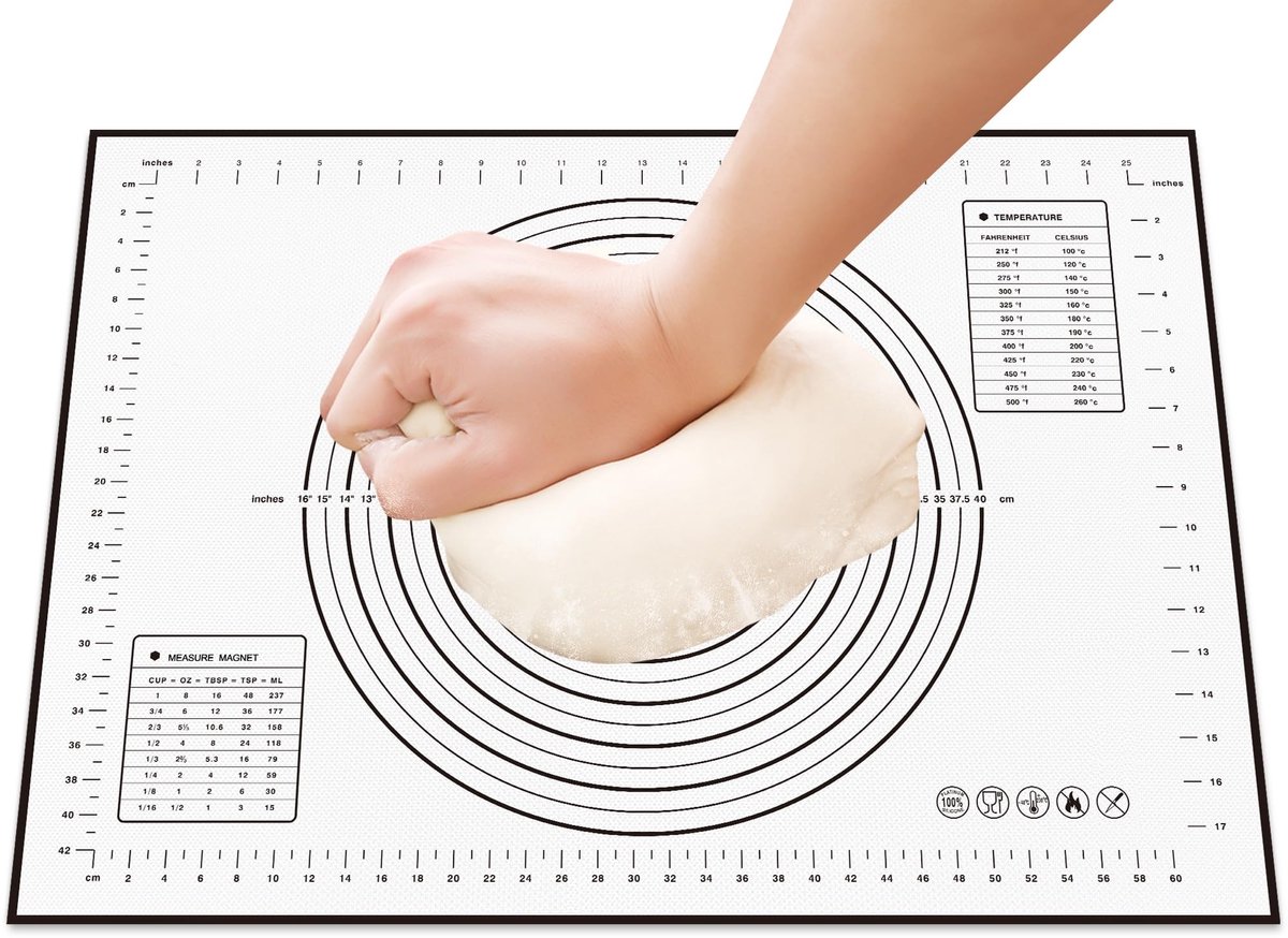 Dailygoody - Bakmat - Siliconen bakmat - Antiaanbaklaag en antislip - 70x50 cm - Deegmat - Ideaal voor bakken - Zwart