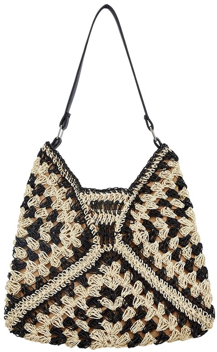 Dailygoody - Woven Straw Shopping Bag - Chic Zomer Schoudertas - Ideaal voor Vakantie - Duurzaam Materiaal - Perfect voor Winkelen - Ruim en Stijlvol