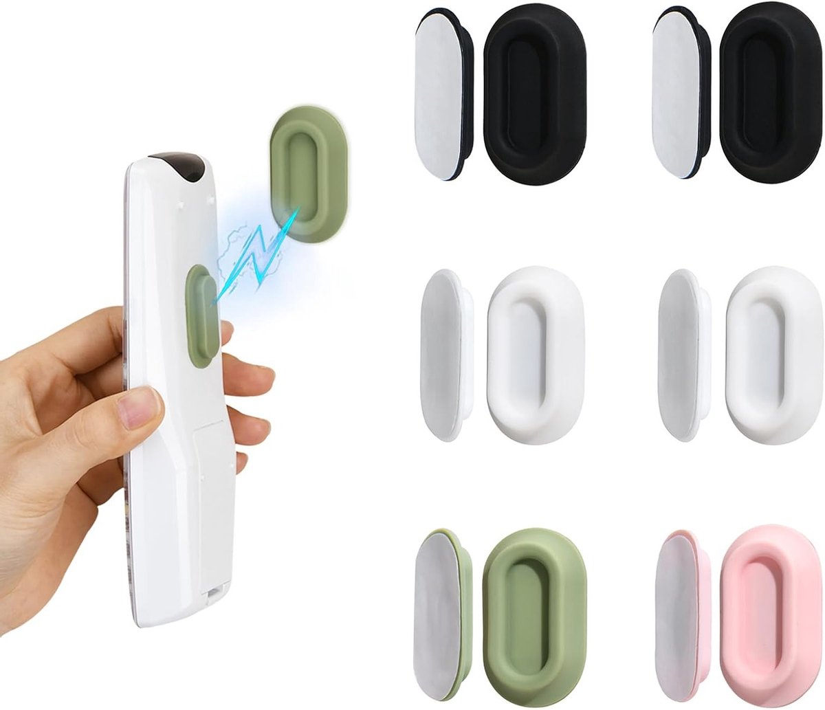 Magnetische Wandhouder voor Afstandsbedieningen - 6 Stuks, Zelfklevende Organizer voor Airco en TV, Ruimtebesparende Oplossing in Wit