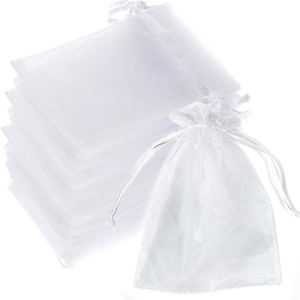 Dailygoods - Dailygoody - Organzazakjes - Cadeauzakjes - Sierlijk en praktisch - Witte kleur - Kleine zakjes - Perfect voor bruiloft en verjaardag - 100 stuks