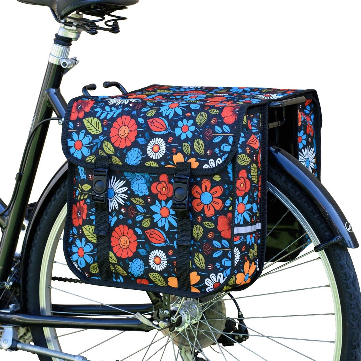 Fietstassen Set - Dubbele Tas - Boodschappen Vervoeren - Waterafstotend Materiaal - 26 Liter - Bloemenprint