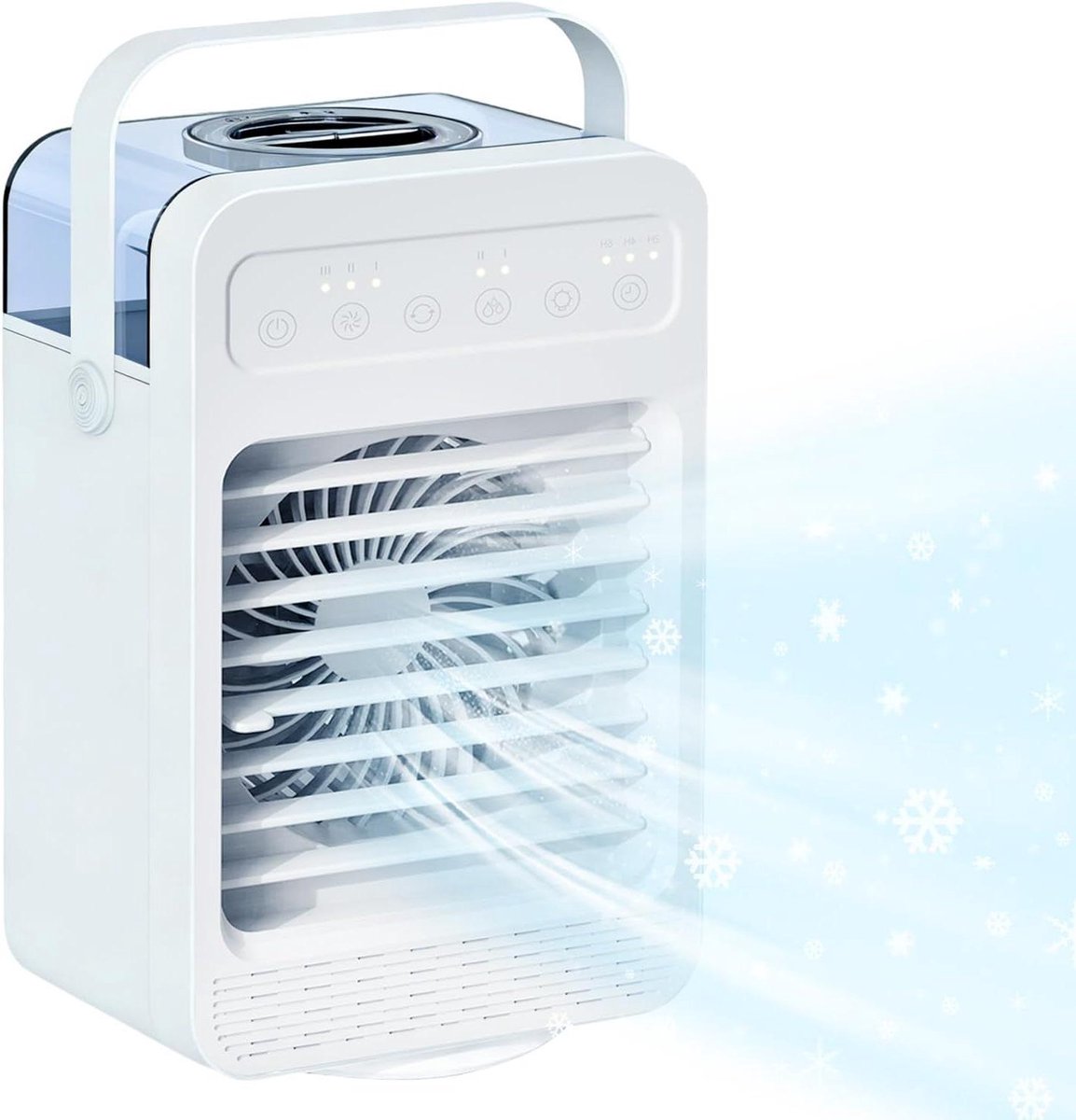 Mobiele Airco Ventilator - Persoonlijke Koeler - Ruimte Koelen - 4-in-1 Functies - 600ml Tank - Wit