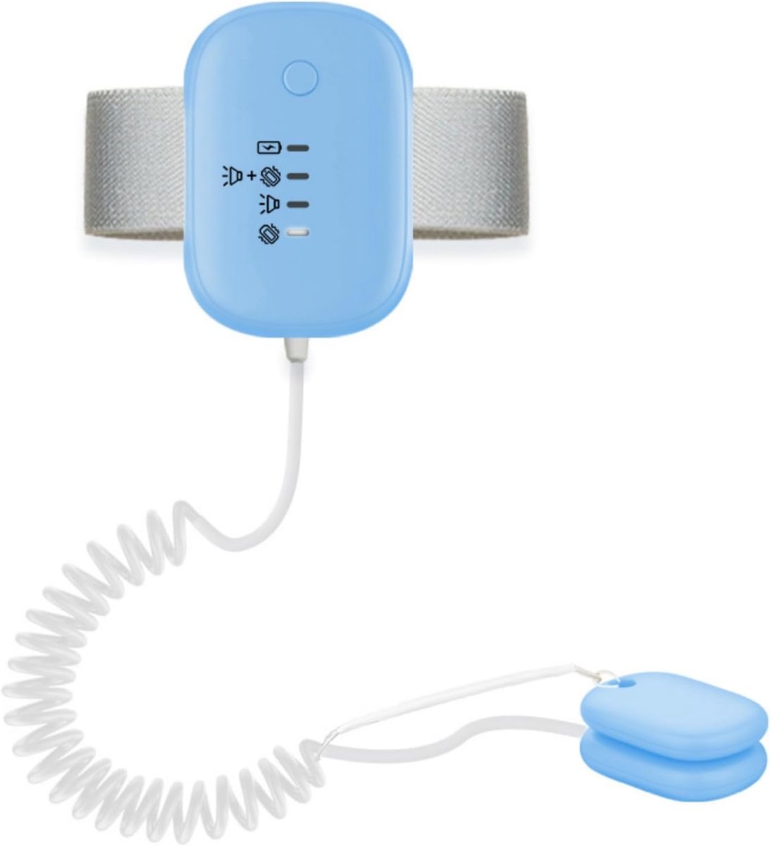 Bedplasalarm, urinealarm, USB oplaadbaar | Drie standen bedplasaccessoire, zeer gevoelig en veilig toiletalarm, Geschikt voor meisjes, jongens en anderen (blauw).