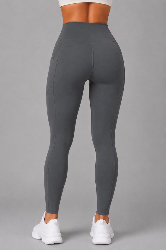 SparkNine Softflex zachte legging met zakken - dames sportlegging - comfy legging - L - grijs - hoge taille - elastisch - zacht materiaal - comfortabel — afbeelding 3