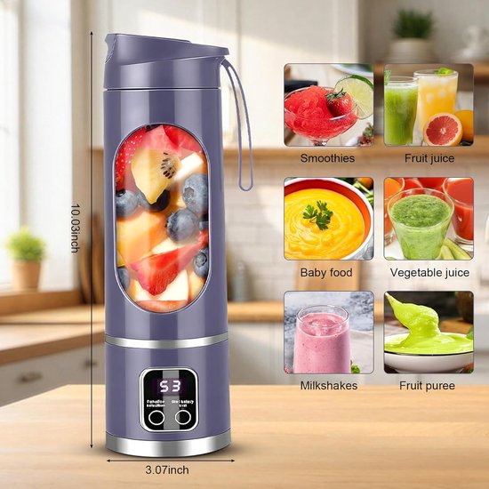 Mini Blender - Persoonlijke Blender - Smoothies Maken - Compact Ontwerp - 350 ml - Wit van MINI — afbeelding 3