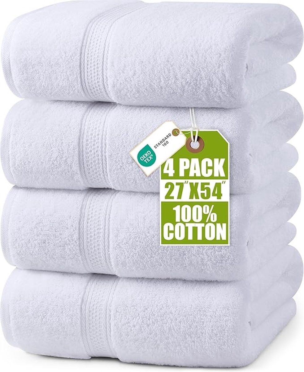 Set van 4 badhanddoeken - Zachte katoenen handdoeken - Absorberend en snel drogend