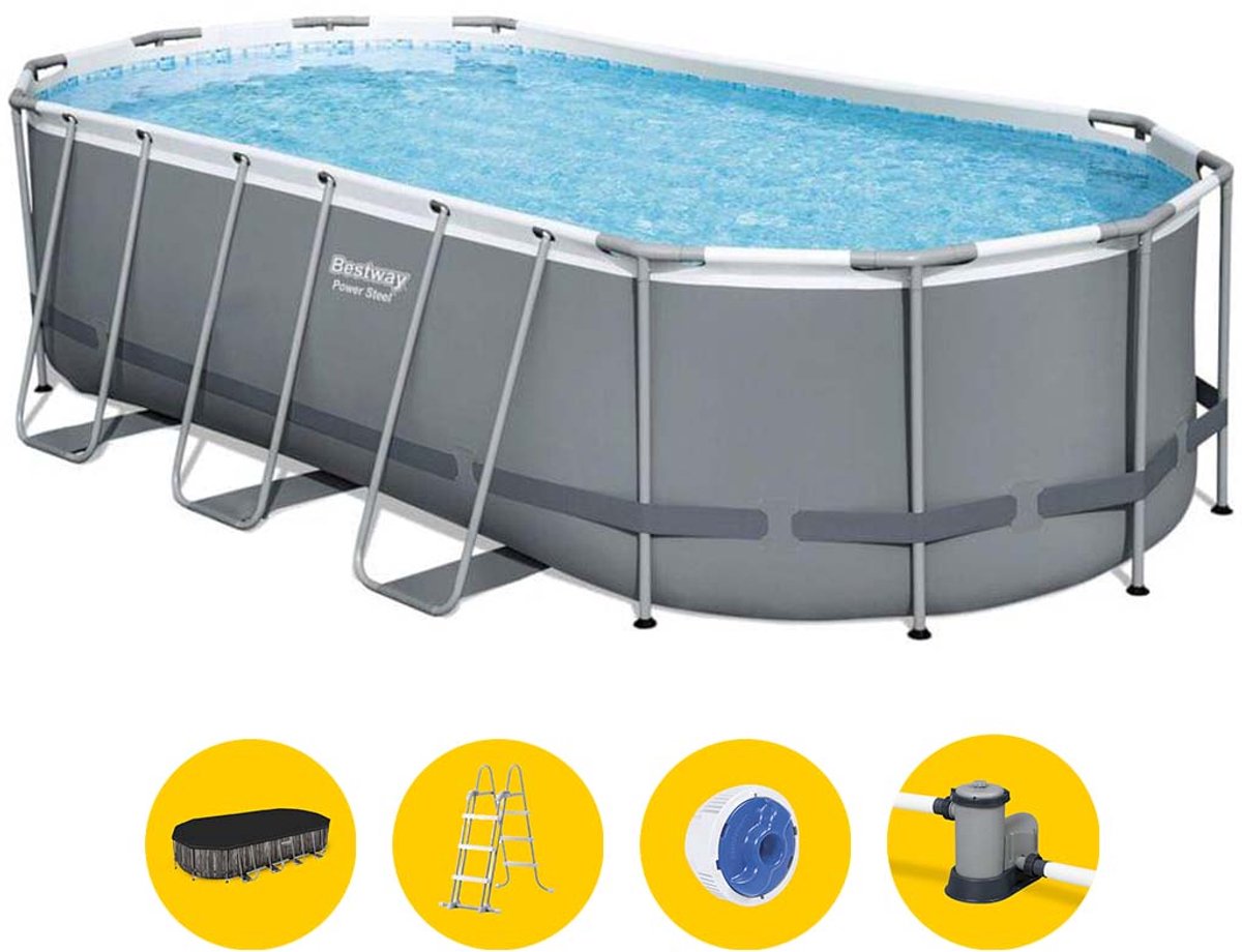 Bestway Power Steel pool set with filter pump - 549 x 274 x 122 cm - Rattan print