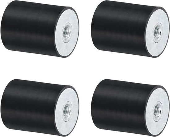 Rubberen trillingsisolatoren M10 schroefdraadbussen 40 x 50 mm - Set van 4 - Vervangt antivibratiepads