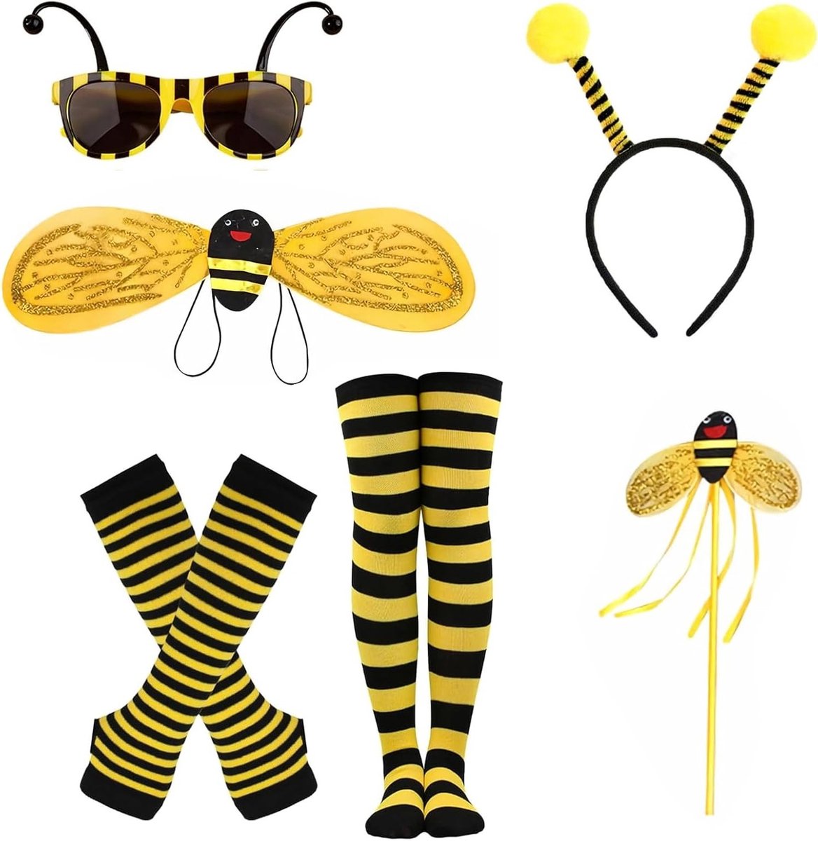 Volwassen Bij Kostuum met Vleugels en Haarband voor Halloween en Carnaval, Perfect voor Feestjes en Verkleedpartijen