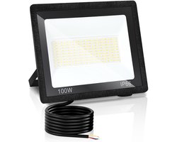Merkloos LED Schijnwerper Buiten 100W, LED Bouwlamp met Instelbare Kleurtemperatuur 3000K/4000K/6500K, Fluter voor Tuin, Sportveld en Hotel, Zonder Stekker