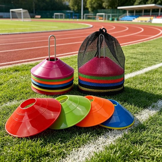 Schijfpionnen Set - Markeer Kegels - Sport Training - Veerkrachtige Structuur - 50 Stuks - Felgekleurd — afbeelding 2
