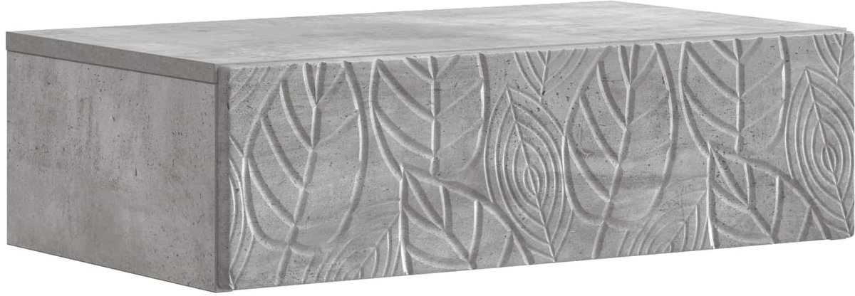 vidaXL Wandgemonteerde - Zijtafel - 87,5 - x - 34,5 - x - 17 - cm - Bewerkt - hout Betongrijs
