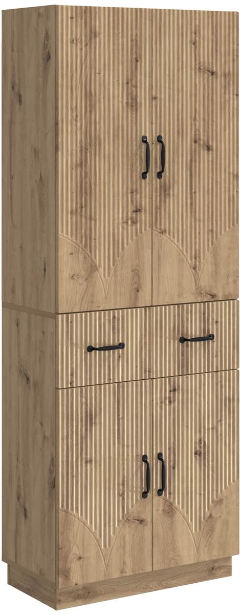 vidaXL Kast - Set - 2 - st - Artisanaal - eiken - Bewerkt - hout Artisanaal eiken