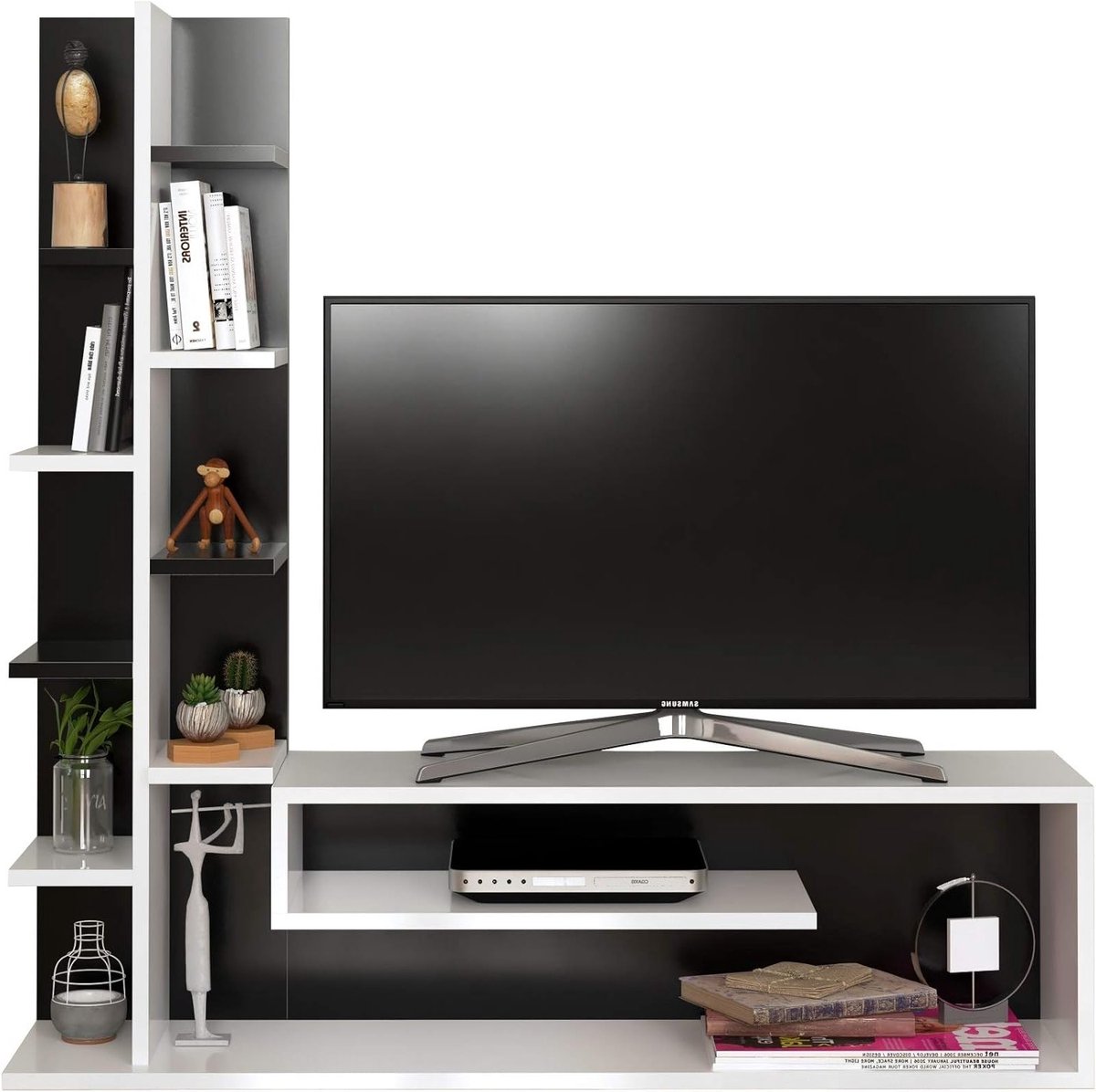 Moderne TV-kast in Wit en Zwart - Stijlvol Meubel voor Woonkamer en Entertainmentruimte