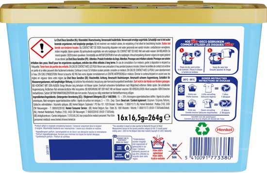 Le Chat Wascapsules Sensitive 16 wasbeurten - 8 x 16 stuks - Voordeelverpakking
