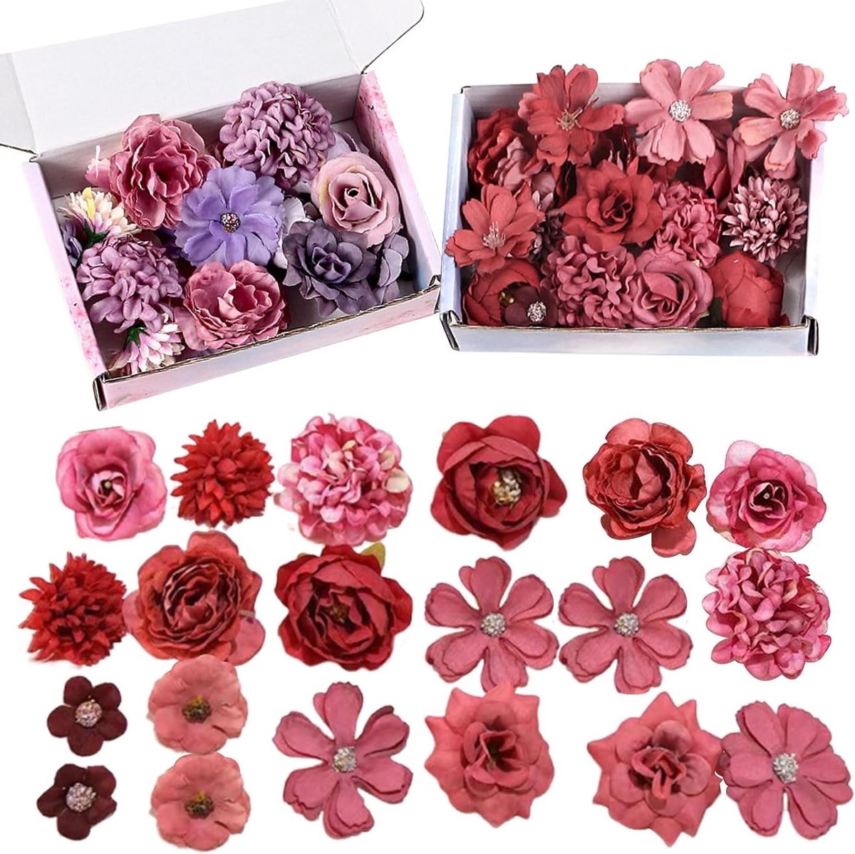 40 Stuks Kunstbloemen Hoofden 2-4 cm voor DIY Creatieve Projecten, Bruiloften, Feestdecoratie en Scrapbooking in Roze