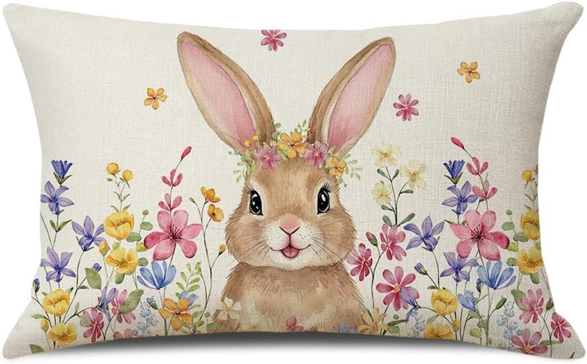 Decoratieve Kussenslopen 50 x 30 cm met Paashaas Motief voor Woonkamer, Slaapkamer en Tuin - Lente Decoratie voor Bank en Stoelen