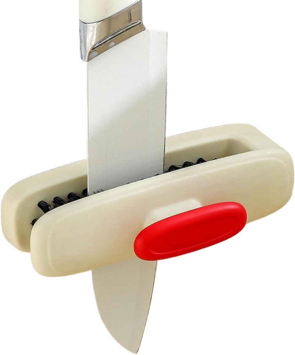 Keukenbestek Reiniger - Schrobborstel Vorken - Hygiënisch Schoonmaken - Dubbelzijdige Borstels - 158 cm - Rood