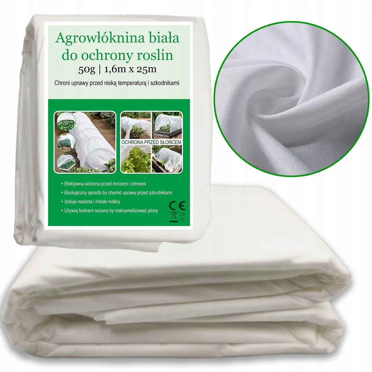 Witte Agrisstof 1,6x25m 50g/m² - Bescherming Planten Herfst/Winter