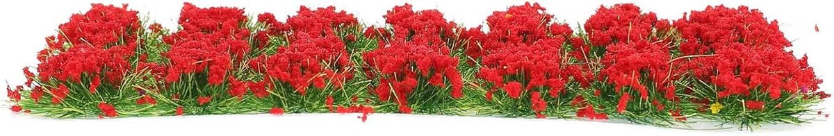 Kunstgras Bloemen - Miniatuur Planten - Modelbouw Decoratie - Hittebestendig Materiaal - 105 x 55 cm - Rood