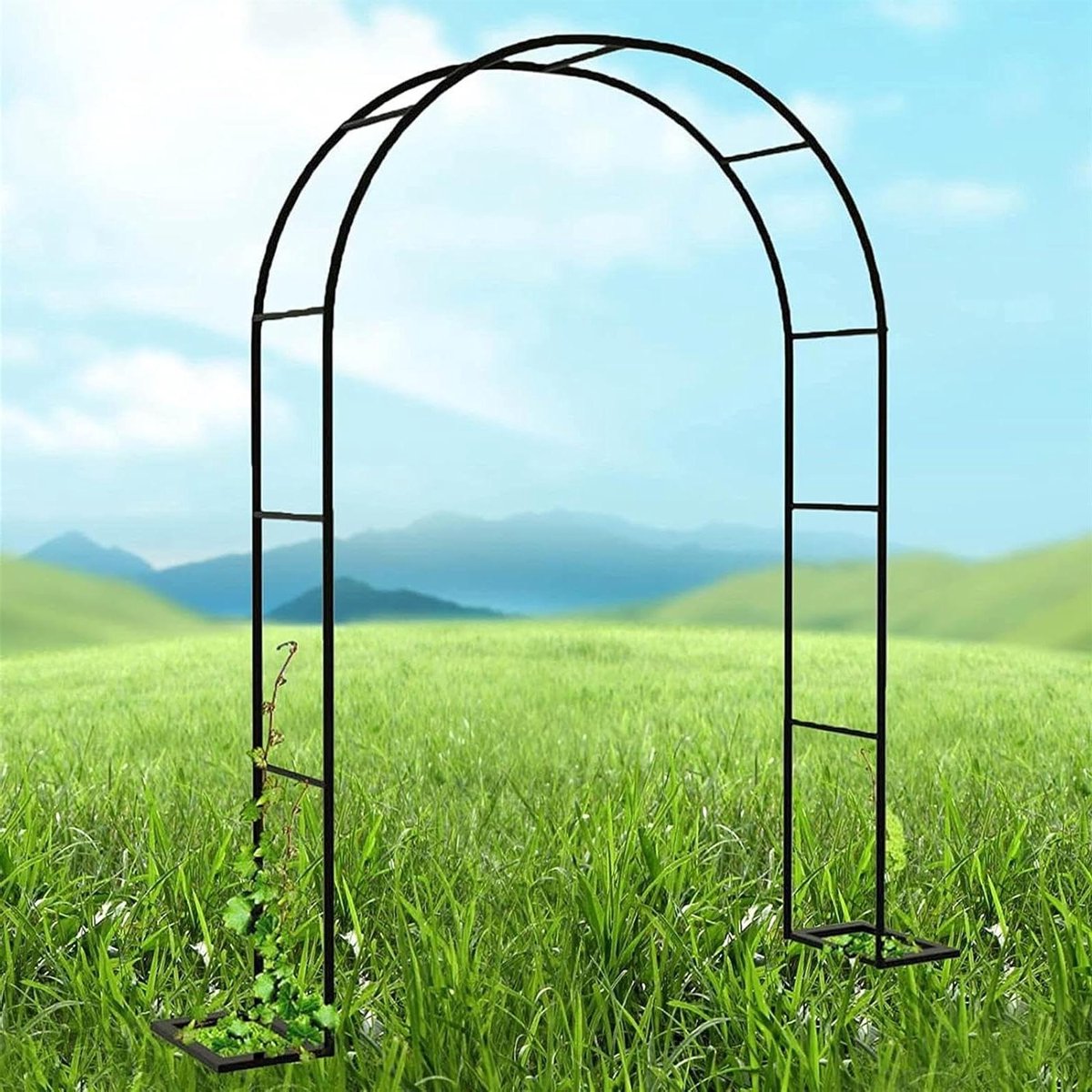 Metalen Tuinboog - Tuinprieel Klimplanten - Decoratie Buiten - Roestwerende Coating - 200 x 230 cm - Zwart