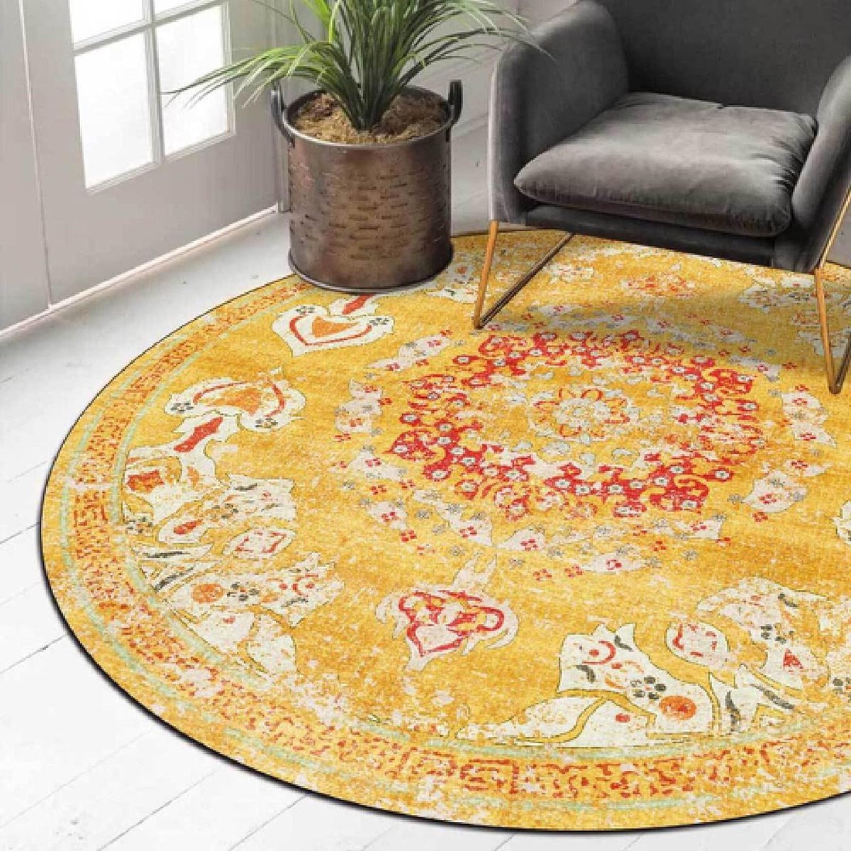 Ronde Vloerkleed - Zachte Vloerbedekking - Interieur Decoratie - Wasbaar Kortpolig - 110 c
