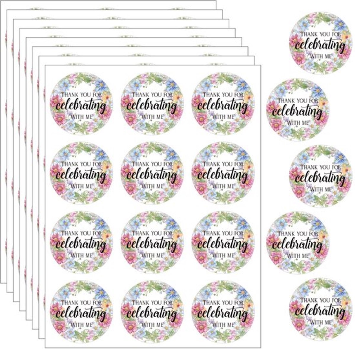Dailygoody - Bedankstickers - Wildflower Stickers - Zelfklevend voor