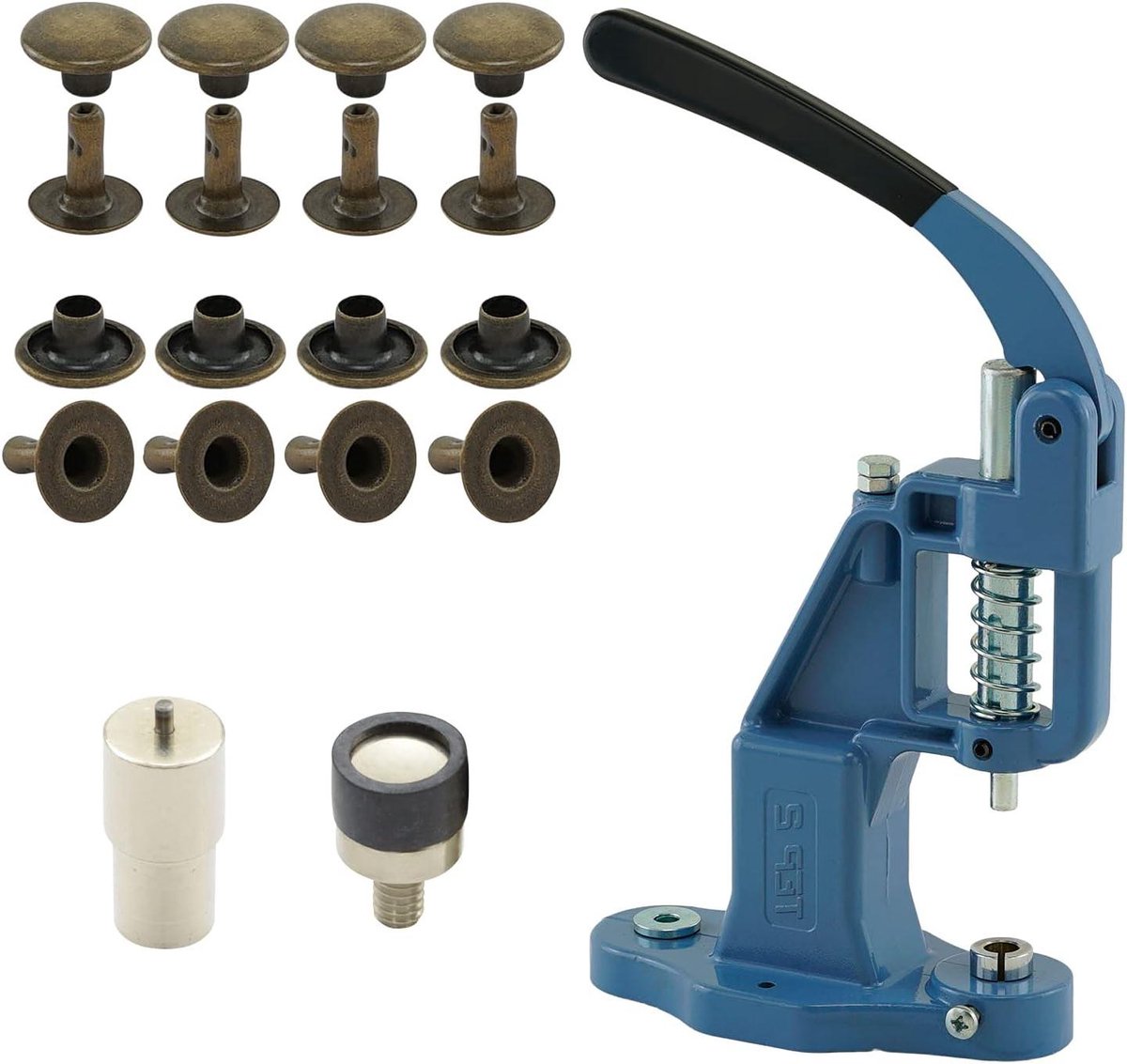 Klinknagelpers set - Oogjespers gereedschap - Textiel bevestigen - Krachtige hefboomwerking - 100 stuks - Antiek messing