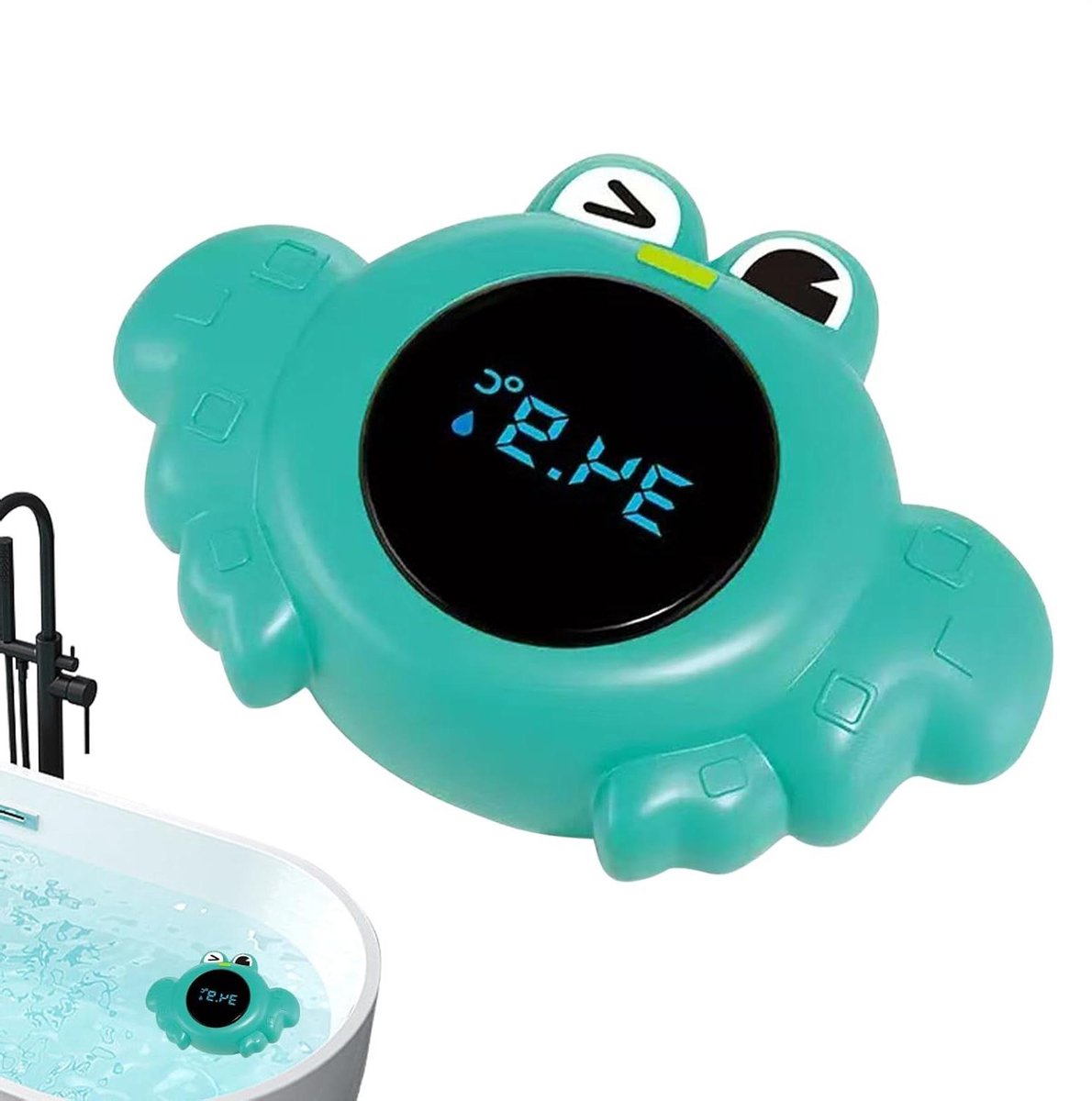 Badthermometer Dier - Watertemperatuurmeter - Veilig Baden - Drijvend S peeltje - 12 cm - Krabgroen