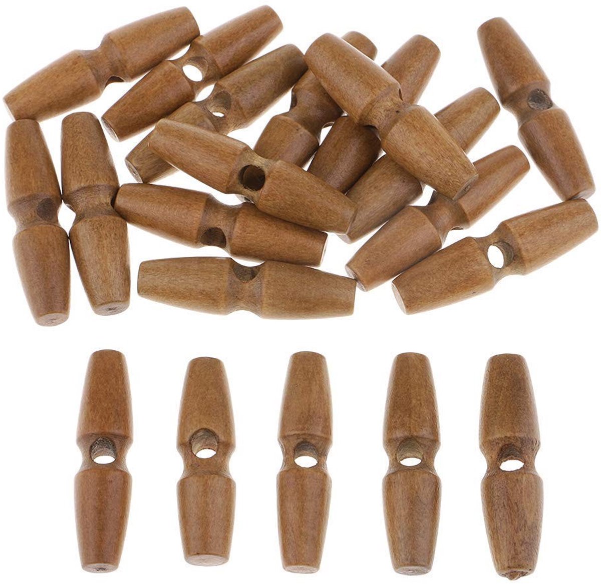 Dailygoods- Schuifknopen 20 stuks - Houten Knopen - Naaien - Kleding Versieren - DIY-Knutselartikelen - Afmetingen 50 mm / 13 mm