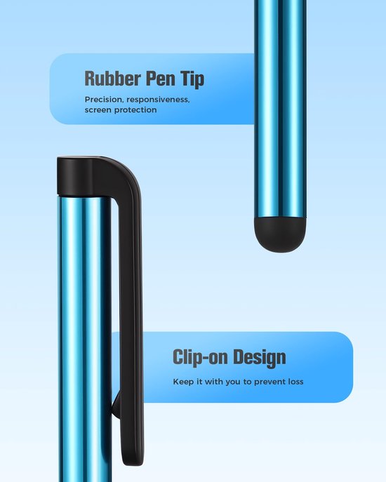 SMOAKEZ- Stylus Pen Universeel - 10x Styluspennen - Touchpen voor Tablets - Geschikt voor Smartphones - Clip-ontwerp - Antislip Grip — afbeelding 2